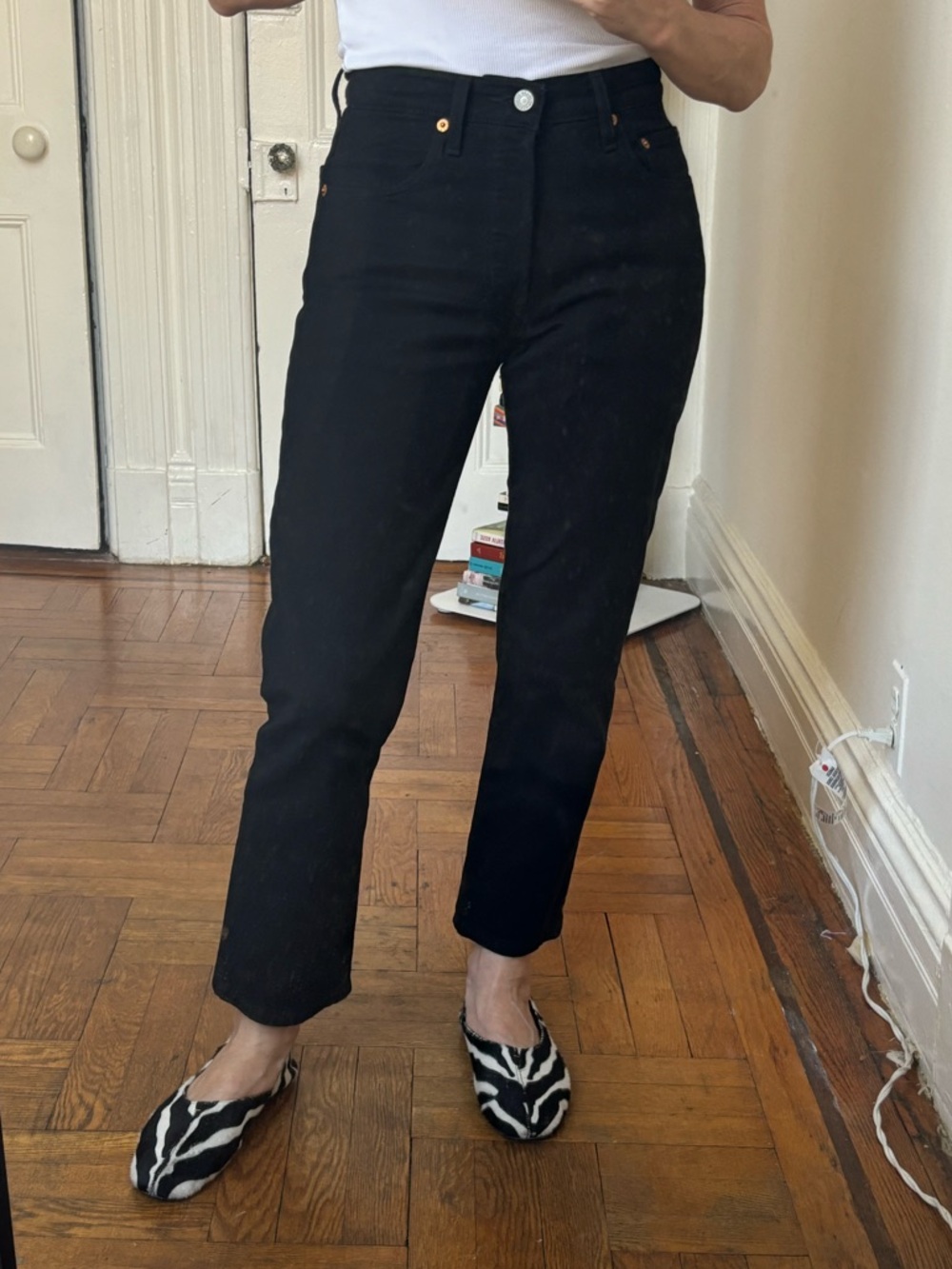 Levi's 501’s Black Straight Leg Cropped Women's Jeans